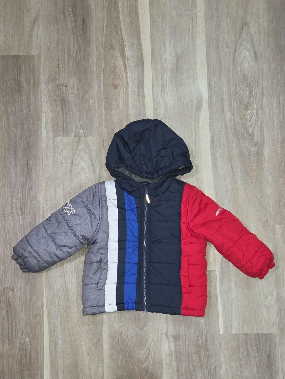 •London Fog• Toddler Boy Colorblock Puffer Coat